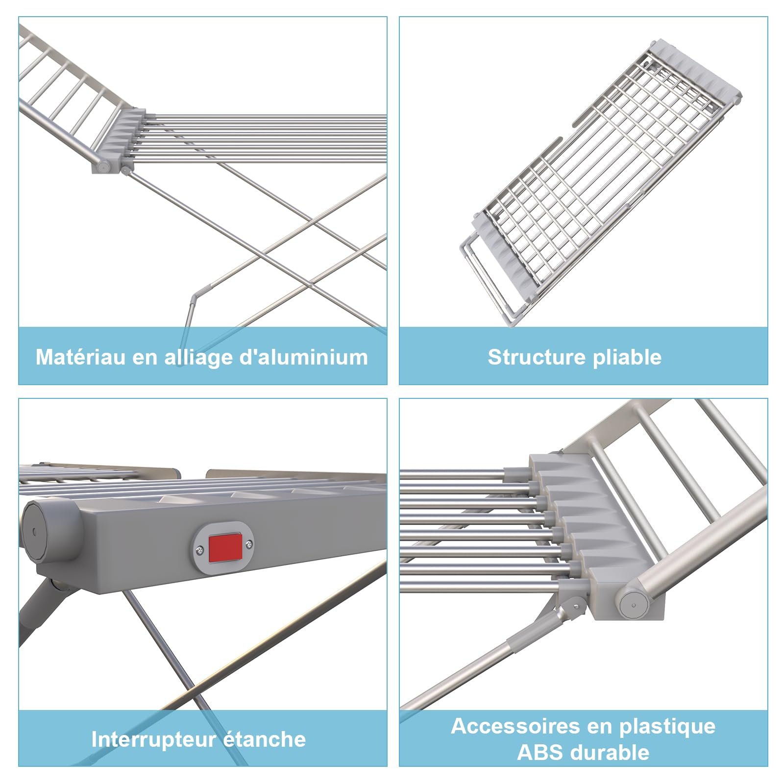 Innotic Séchoir à Linge Chauffant Electrique Pliable 230W