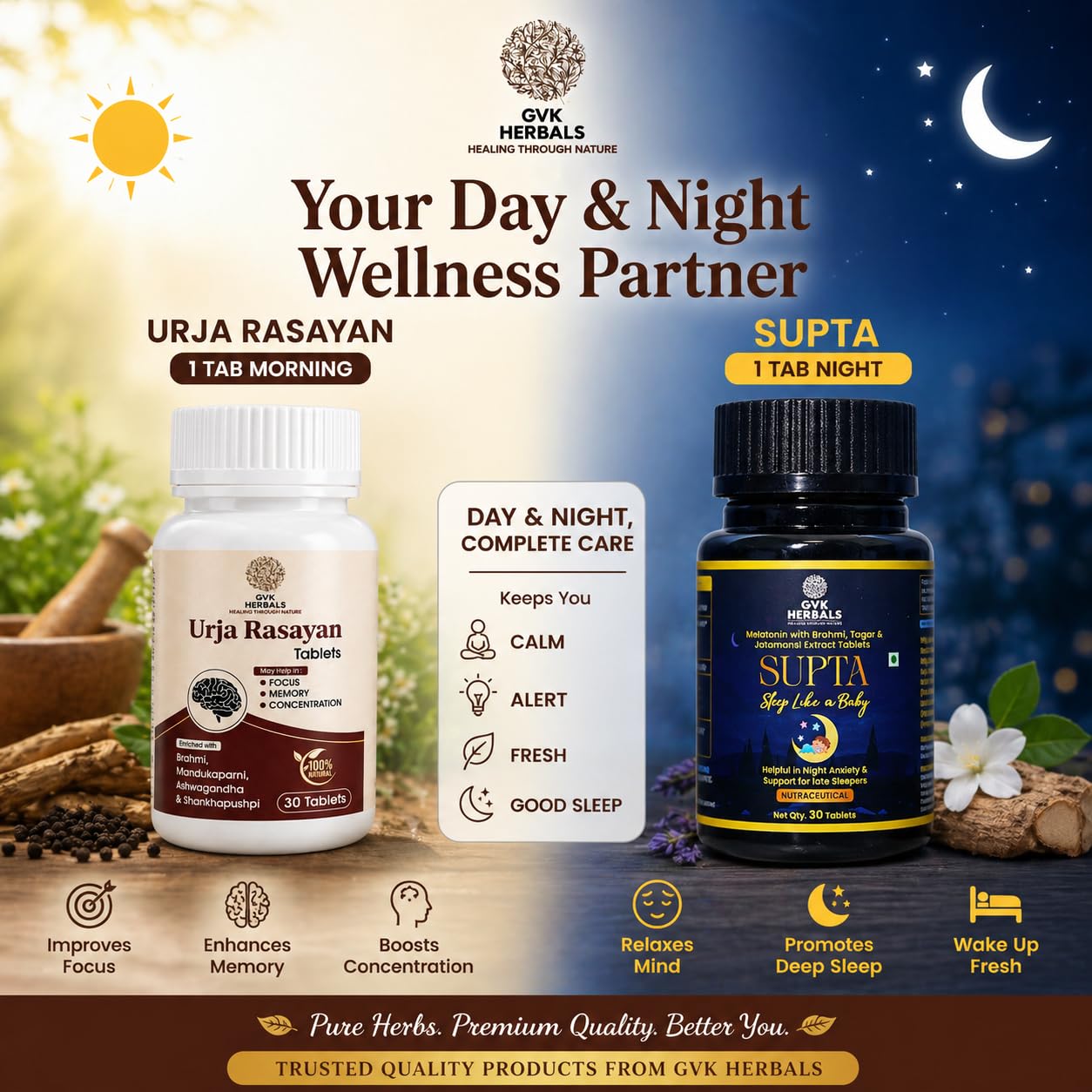 Supta Ayurvedic Sleep Support Tablets Brahmi Tagar Jatamansi Melatonin 5mg Calm Mind Relaxation Night Support 30 Tablets GVK Herbals — Amazon image 8