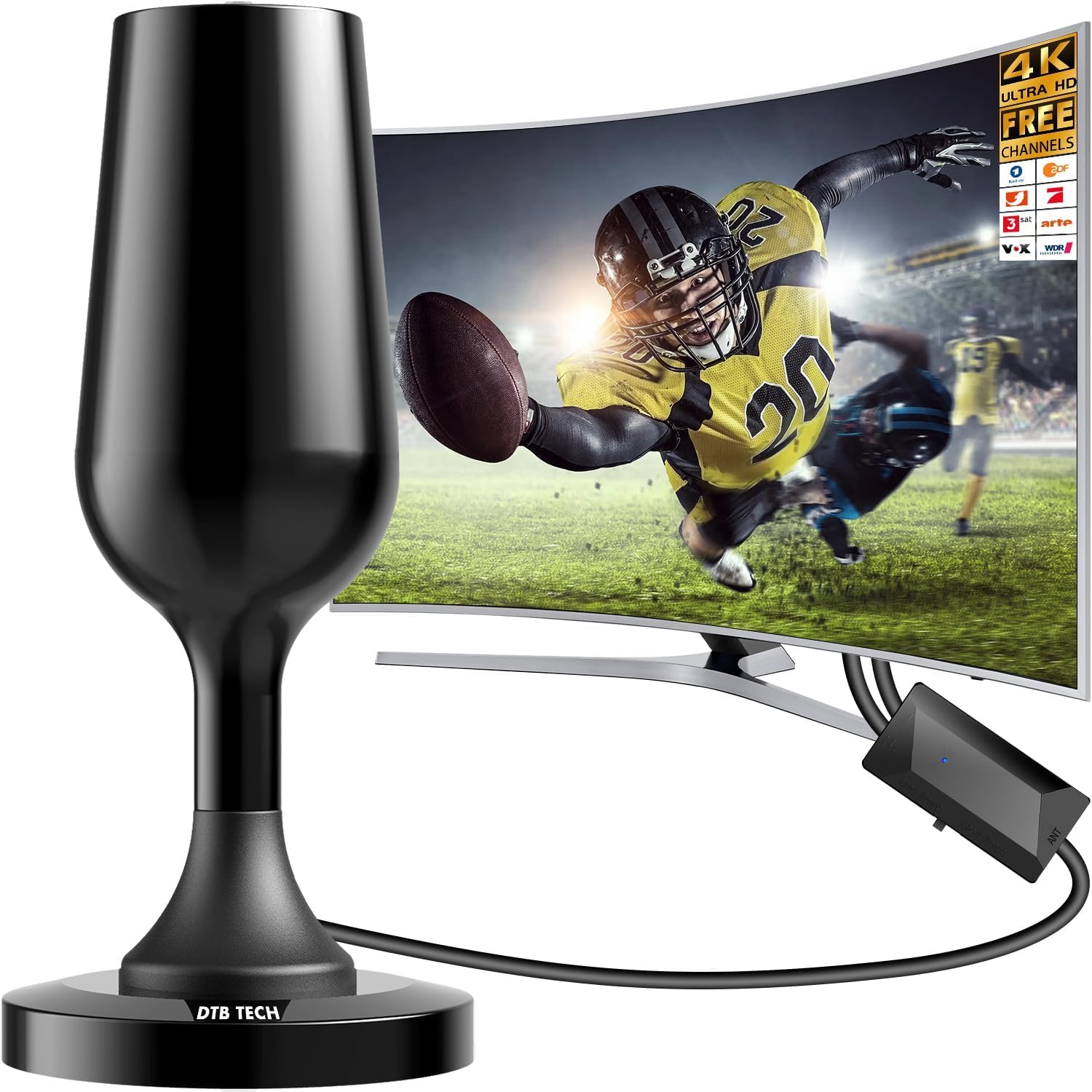 Zimmerantenne,Dvbt2 antenne,Dvbt antenne,Dvb-t2 Zimmerantenne für Fernseher,Wave max antennes 360° Allroundempfang,4K/1080P HD,ideal für lokale Sender (becherförmiger Bandverstärker)