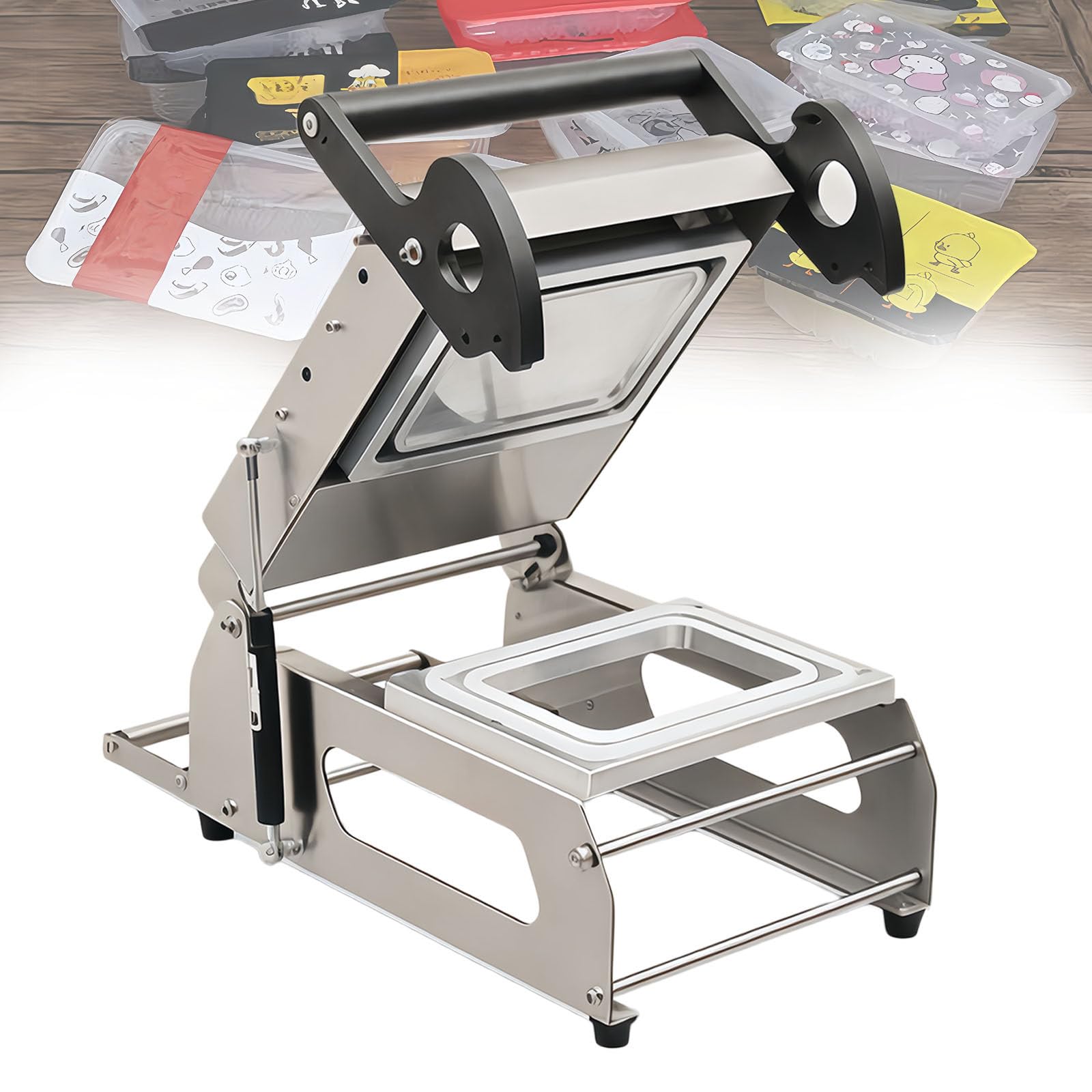 Termosigillatrice Professionale In Acciaio Inox Per Vassoi Di Verdure - Macchina Semiautomatica Per Il Confezionamento Di Alimenti Da Asporto, Ideale Per Bistecche E Altri Cibi Cotti 140*140mm