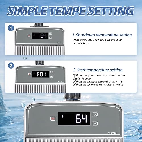 Miniatura 5 de Poafamx Enfriador de acuario Enfriador de agua de 42 galones para pecera 110 HP Enfriador de agua Compresor de refrigeración para sistema