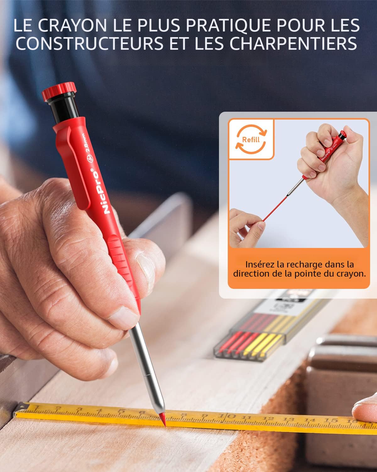 Crayon de menuisier pour marquage précis du bois - WURTH