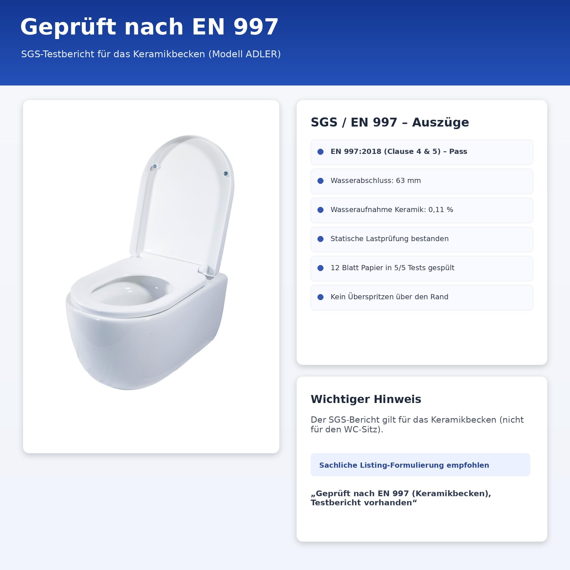 Spülrandloses Hänge-WC Wand-WC Set 53cm Tiefspüler mit Softclose-Sitz Weiß | Spülrandlose Wandtoilette inklusive Schallschutz und Tornado Spülung. Pflegeleichte Nano Beschichtung für das Gäste WC
