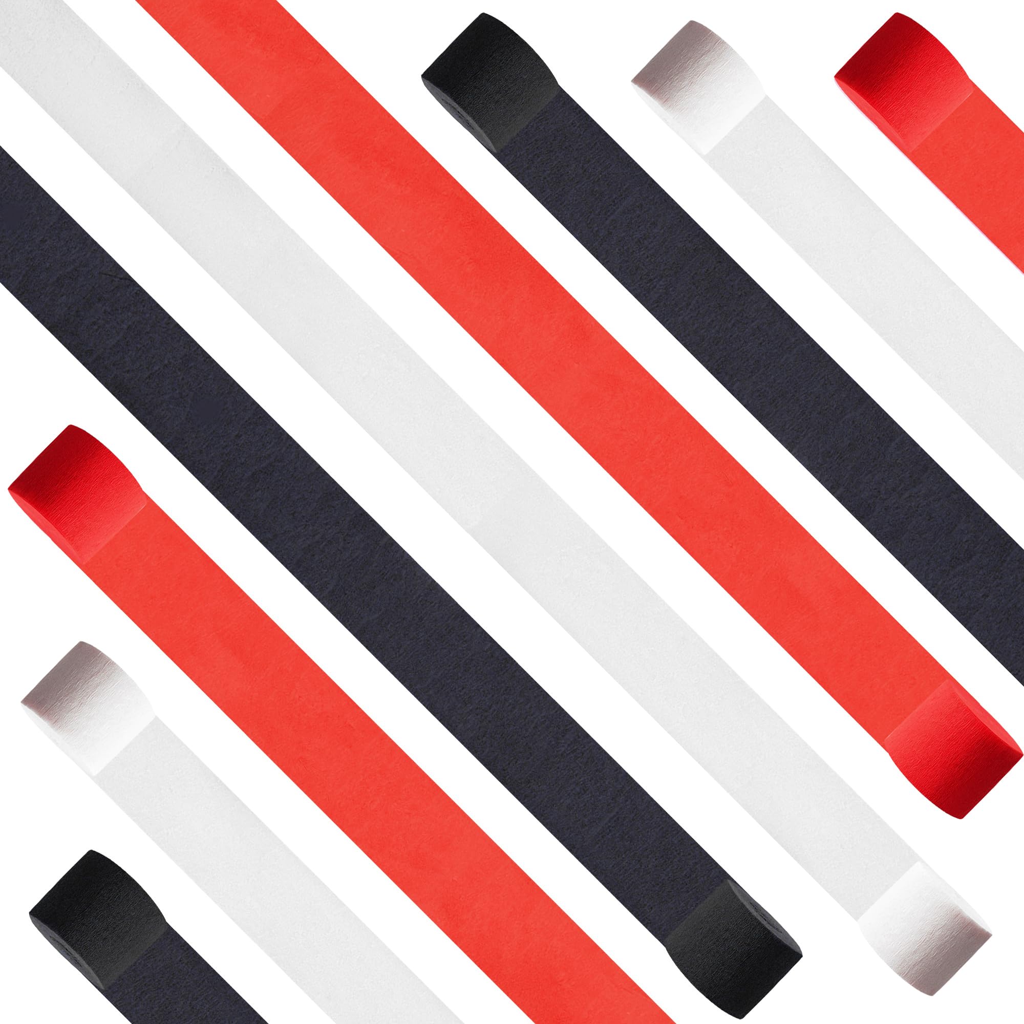 Red, Black & White Crepe Paper Streamers - Poker Party Decor, Birthday, Wedding Booth Backdrop Decorations