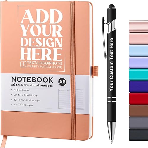 Miniatura 10 de Cuaderno personalizado con bolígrafo, cuaderno A6 personalizable con logotipo/texto/imagen personalizados para el trabajo, la escuela, 192 páginas