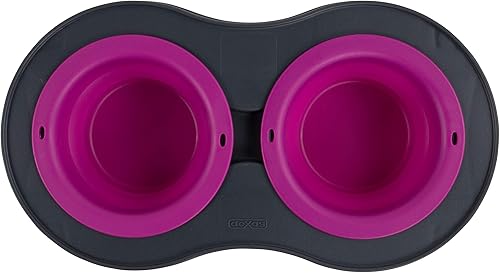 Miniatura 5 de Dexas Pets - Comedero doble elevado para mascotas, color fucsia, tazones grandes con capacidad para 2.5 tazas
