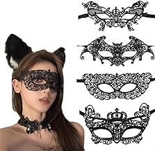 Lace Eye Mask, 4-Pack, Venetian Mask, Sexy Blindfold, Lace Mask, Women's, Disguise, Openwork, Masquerade, Cosplay, Cultural Festivals, Plays, Christmas, Halloween Black