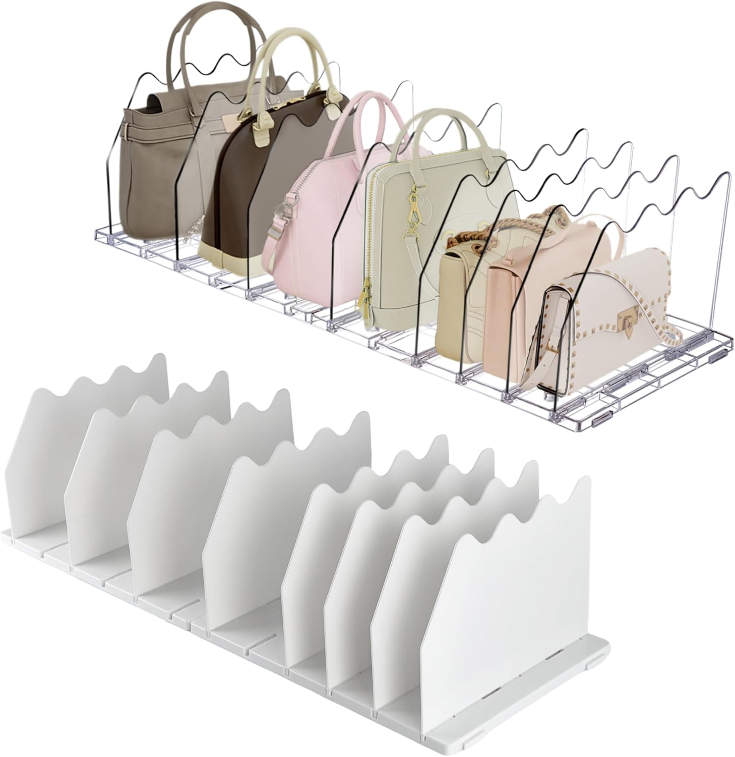 White Purse Organizer with Clear Purse Organizer