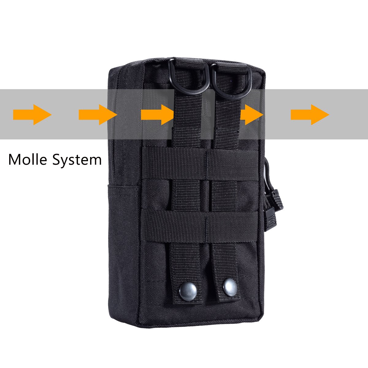 Molle Sacchetti – Tattico Compact Resistente agli schizzi d'acqua Multiuso EDC Utility Gadget Gear Appeso Borse vita Belt Fondinein Nylon, Nero