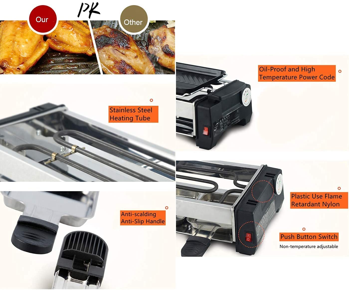 OSCCAR Raclette eléctrico Parrilla Antiadherente para 2 Parejas Parejas Familia Familia Barbacoa sin Humo Parrilla Raclette Pan PANTILLA ELÉCTRICA 1000W (Size : 2000W)