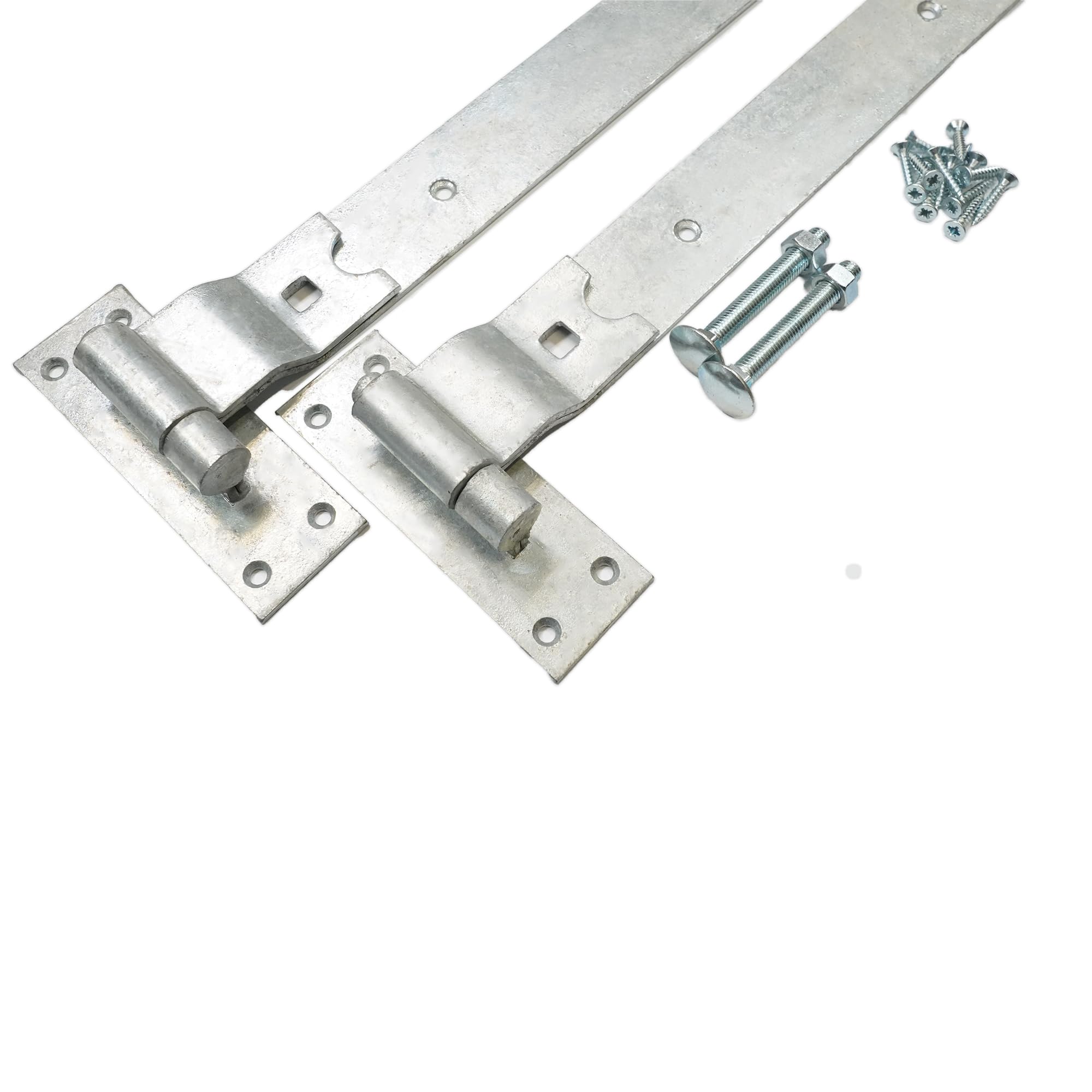 Paquete de bisagras de gancho y banda galvanizadas de 620 mm, kit de montaje de puerta de madera para puerta de granero, puerta de jardín y puertas al aire libre