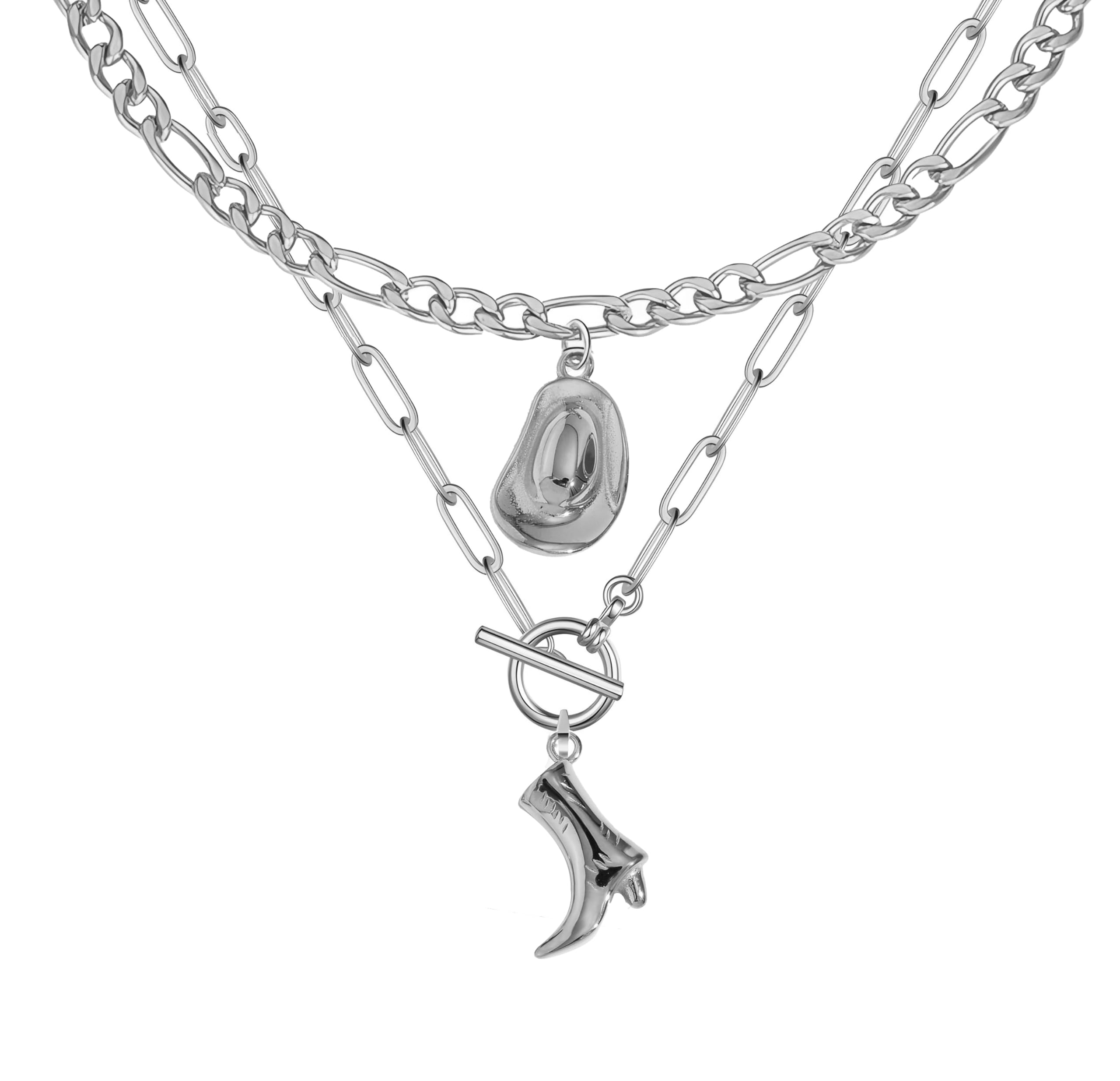 BUBGDYFO Cowgirl Hat Boots Pendant Gold Necklace for Women, Chunky Chain Western Jewelry