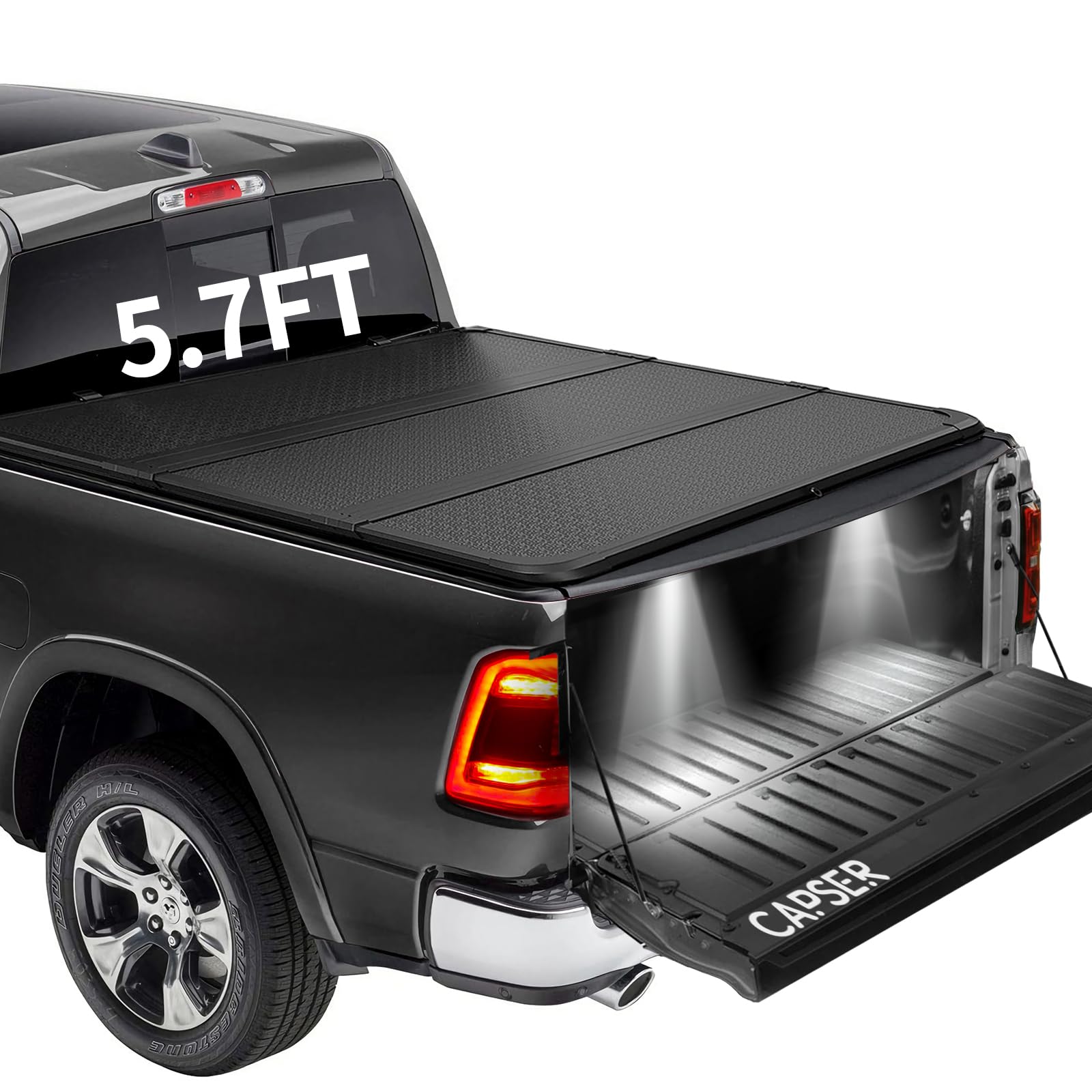 Amazon.com: CAPSER Ram 1500 5.7FT Hard Tri-Fold Tonneau