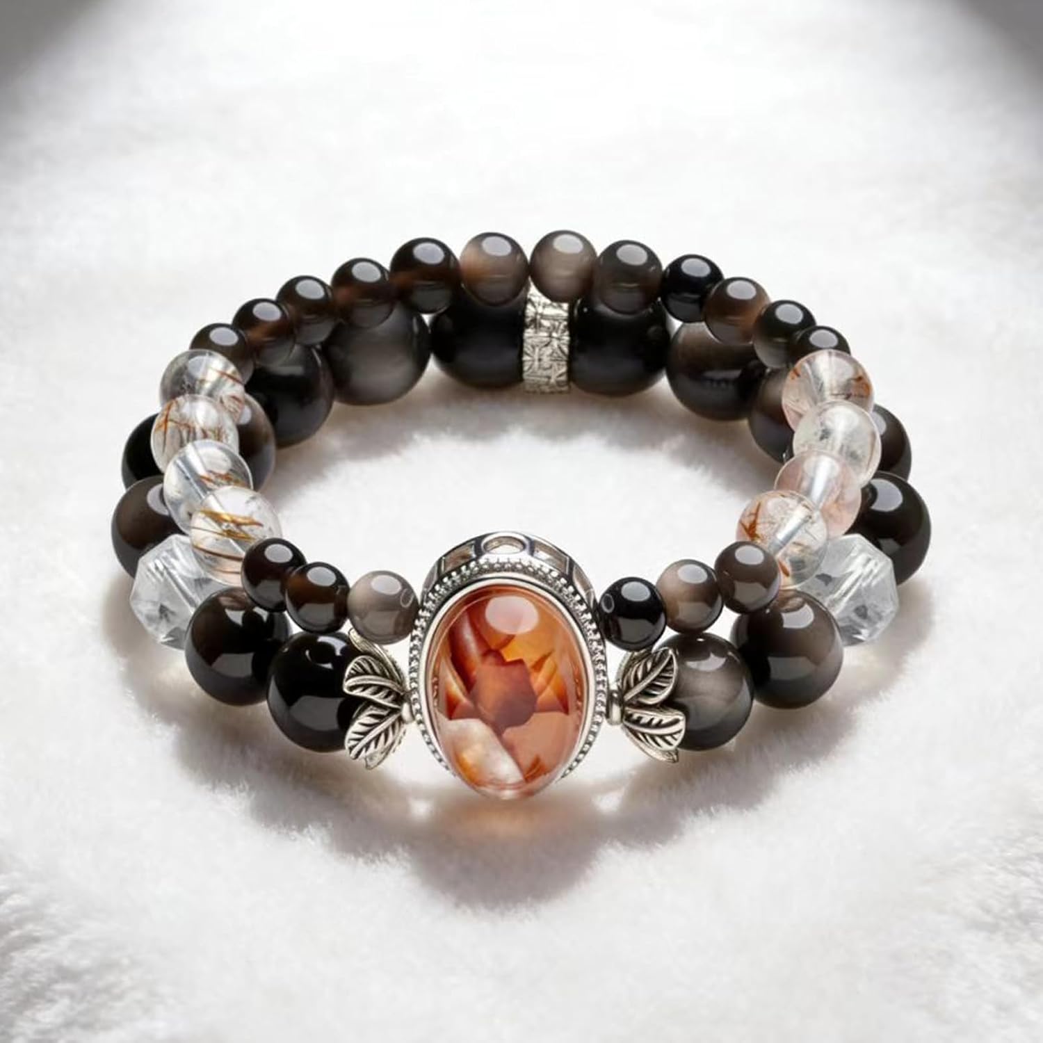 Black Obsidian Crystal Bracelet for Women, Stretch Elastic Bead Chakra Healing & Protection Bracelet, Positive Energy Jewelry Gift for Her, Girlfriend, Bestie, Birthday, Valentine‘s Day - Image 5