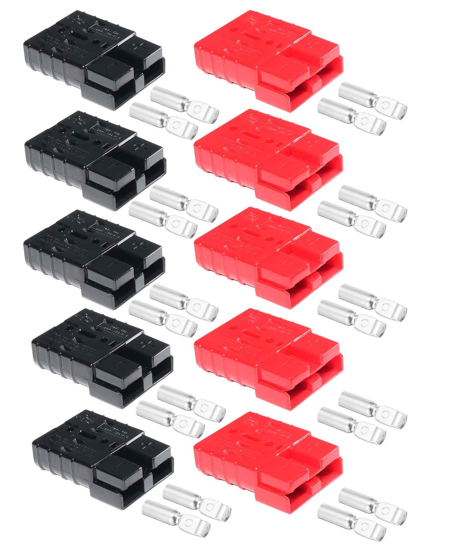 SB50 Multi Power Pole Connector 600v 50A terminal de cable de enchufe de batería (rojo y negro, x 5 rojo y x 5 negro)