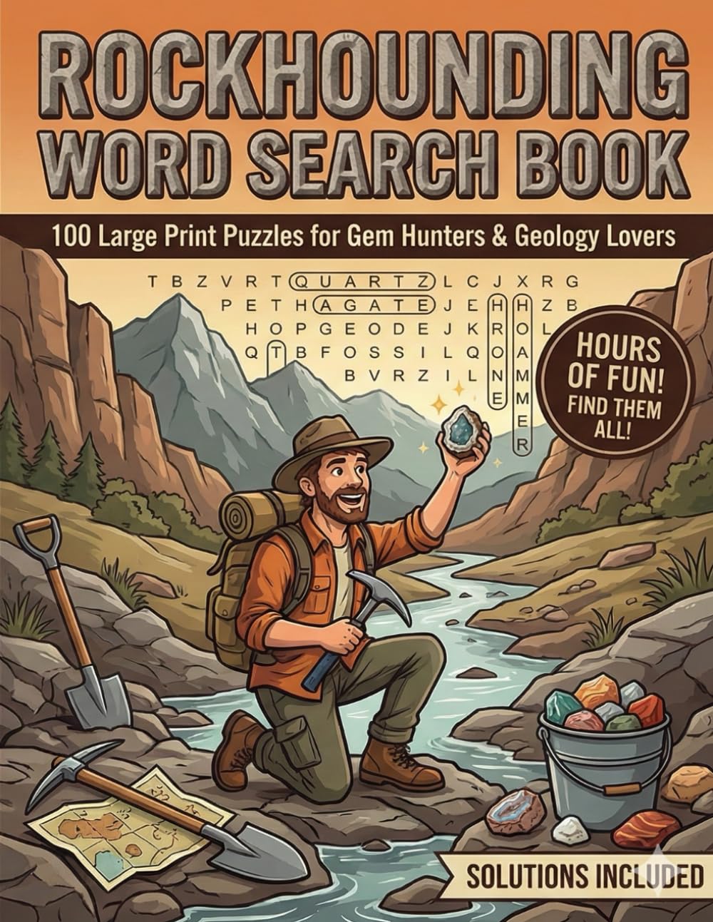 Rockhounding Word Search Book: 100 Large Print Puzzles for Gem Hunters & Geology Lovers
