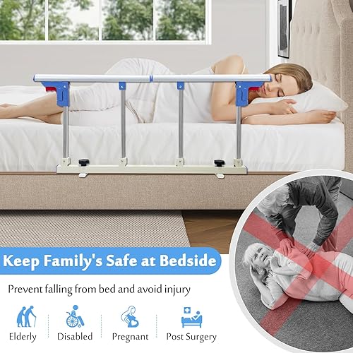 Miniatura 2 de Mybow Rieles de cama para adultos mayores, rieles de asistencia de seguridad para personas mayores, rieles de cama plegables para hospital,