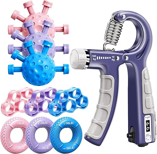 Kit de entrenamiento de fuerza de agarre, fortalecedor de antebrazo de 3 colores y fortalecedor de agarre de mano, ejercitador de dedos y estirador