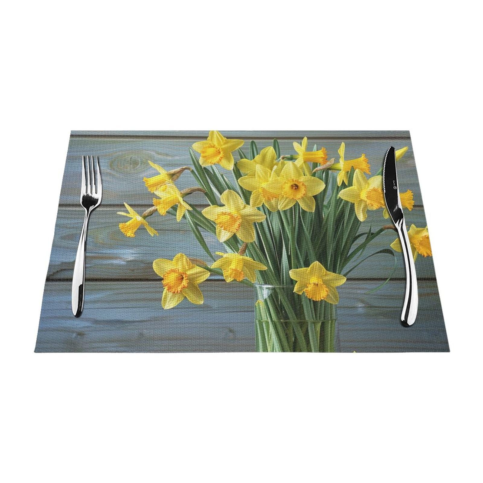 Set de table 45x30 cm PVC bouquet jonquilles résistant cuisine x6