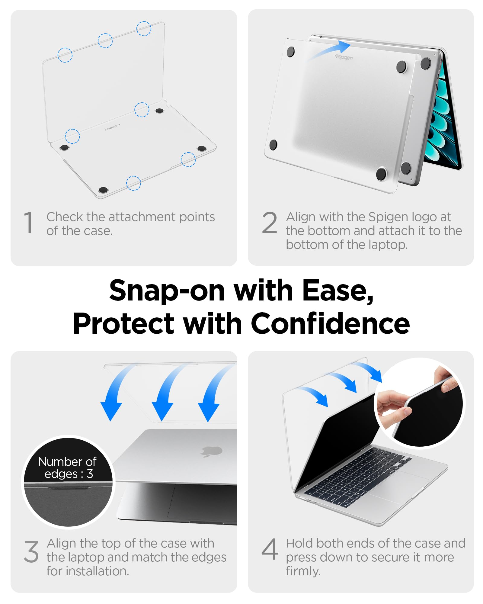 Spigen Cover Air Skin Compatibile con MacBook Air 13 pollici 2026 M5 / 2025 M4 / 2024 M3 / 2023 M2 A2681, Custodia rigida trasparente - Frost Clear