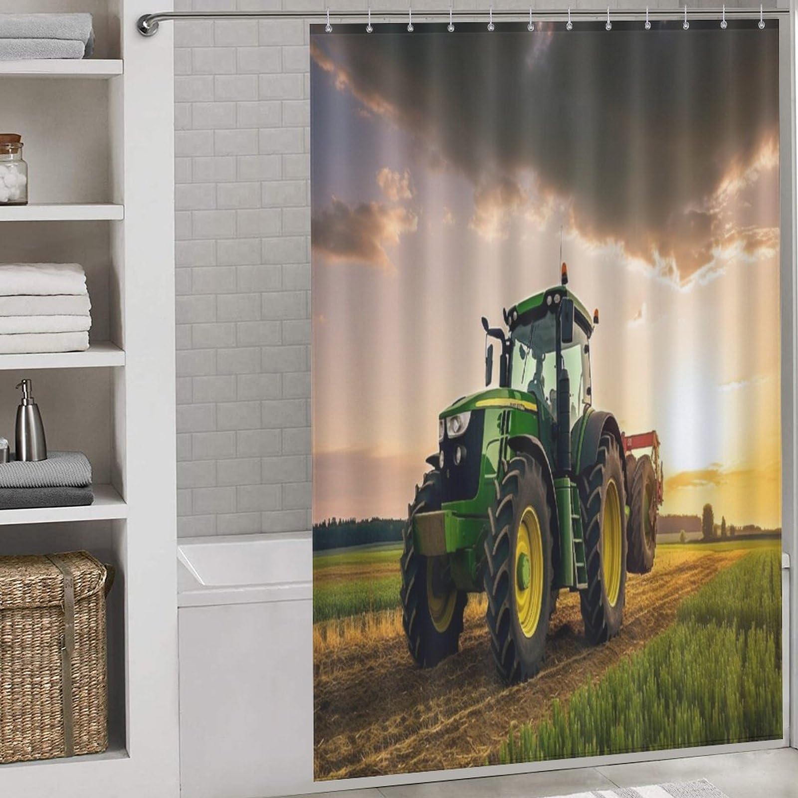 Rideau de douche tracteur imperméable pour une salle de bain enfant