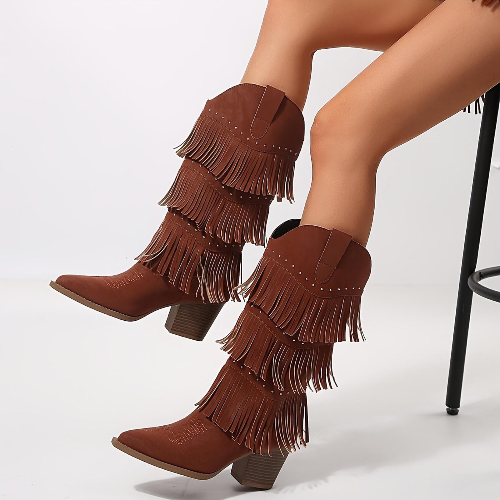 Bottines Femme Talon Bloc Bout Pointu Zip Latéral Coupe Structurée