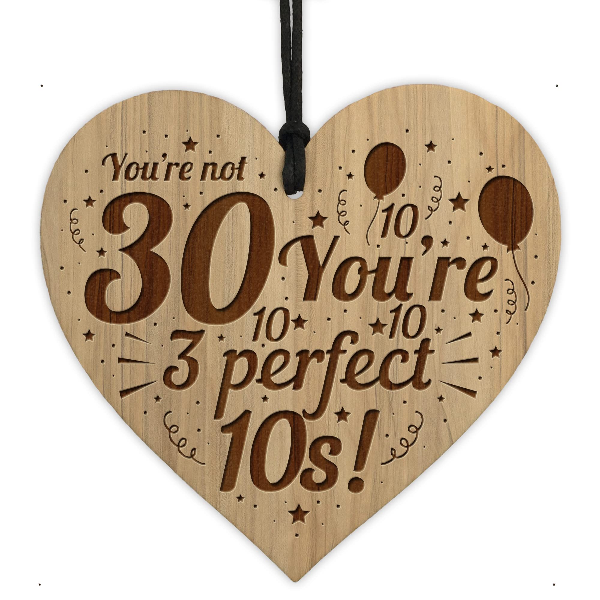 Red Ocean FUNNY 30th Birthday Gifts Engraved Heart 30th Birthday Gift For Him Her Men Women