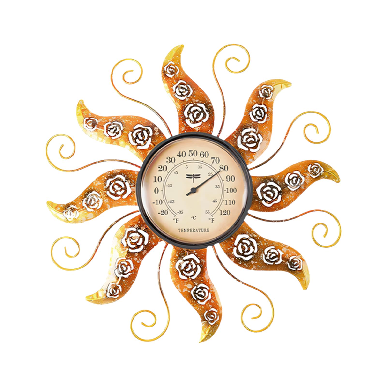 Medidor de temperatura de pared decorativo con diseño solar y pantalla transparente de 11,2 pulgadas para exteriores