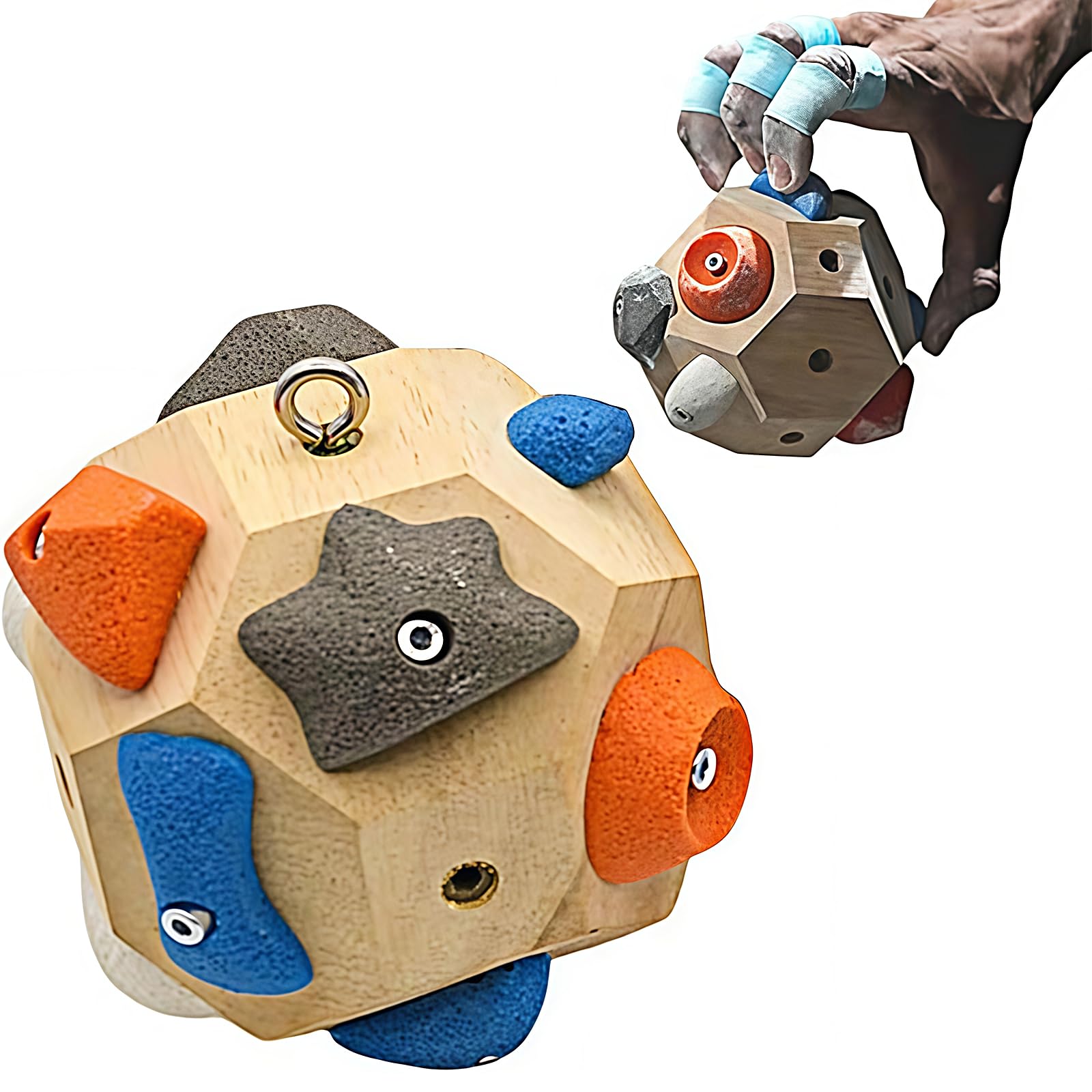 QIANSSE Climbers Gift Boulder Ball, 3D Wooden Training Block for Grip Strength Perfect Rock Climb for Adults Bouldering Gift Climber Accessories