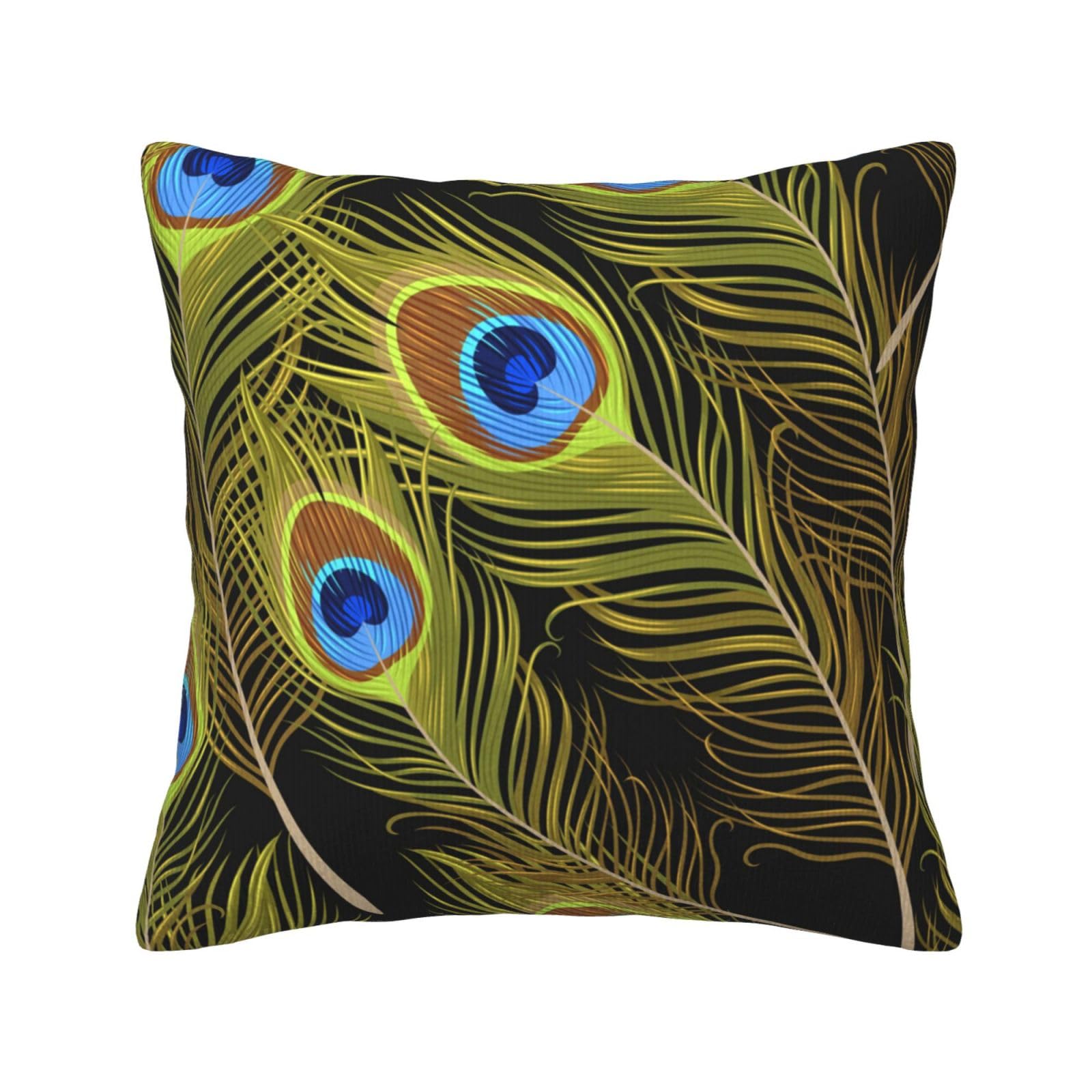 Housse de coussin velours côtelé plumes de paon pour rénover un canapé