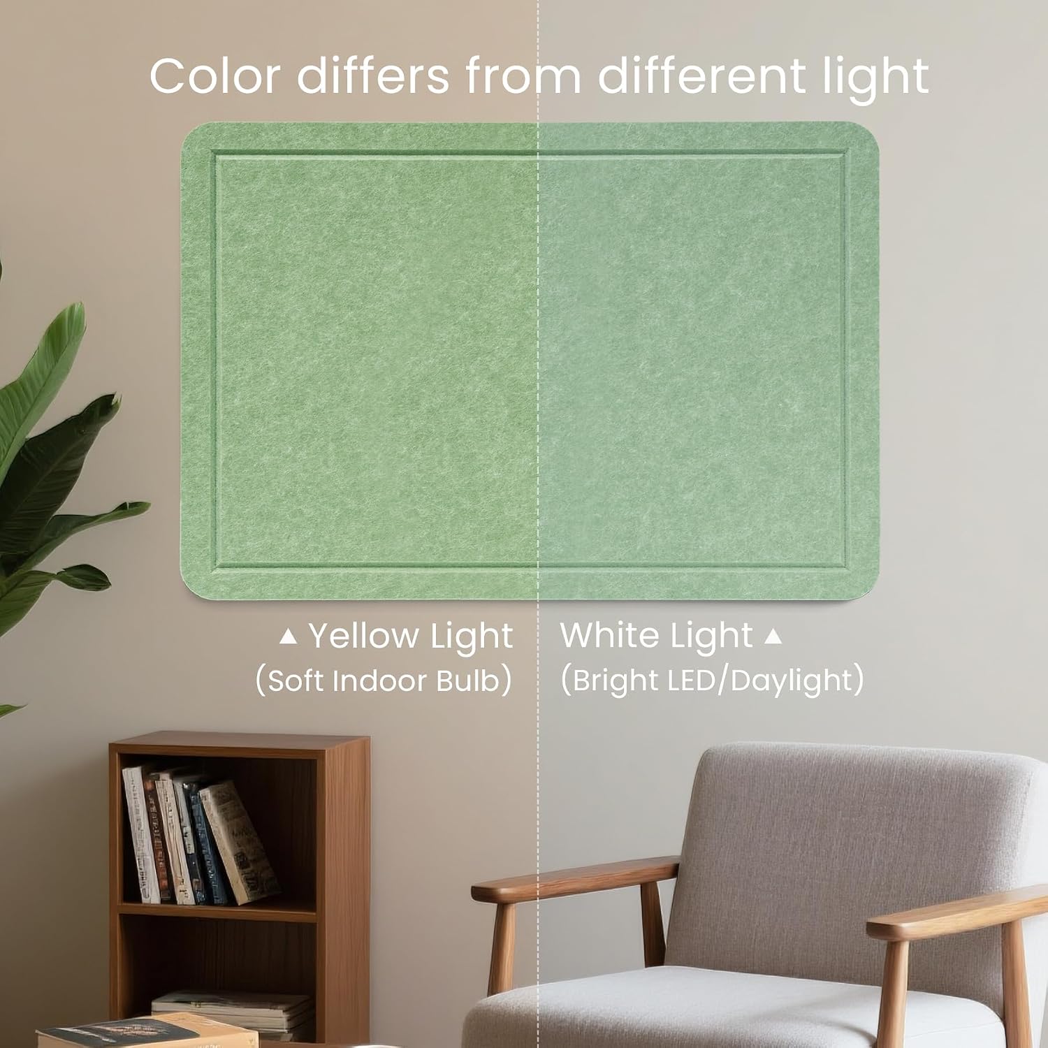 Lightomorrow Bulletin Board, 36 x 24 Inches Cork Board Alternative Decorative Felt Pin Board with Safe Removable Adhesives & 20 Push Pins for Home Office Classroom Walls-Sage Green