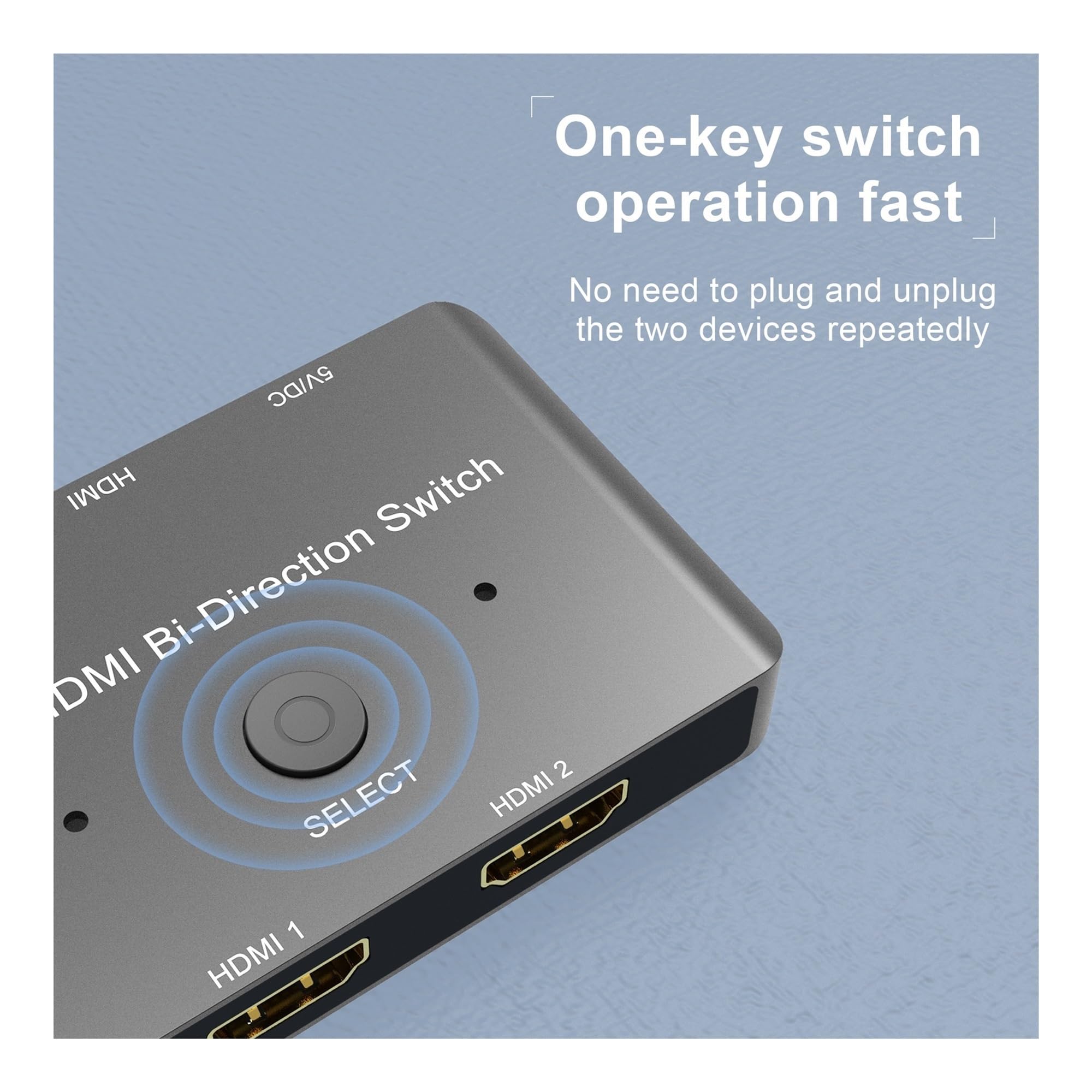 Interruttore video, Switch bidirezionale 8K HD 2.1 compatibile con HDMI 8K@60Hz 4K@120Hz 1in Out 2in Splitter ad alta velocità 48Gbps per uffici domestici, data center(Black)