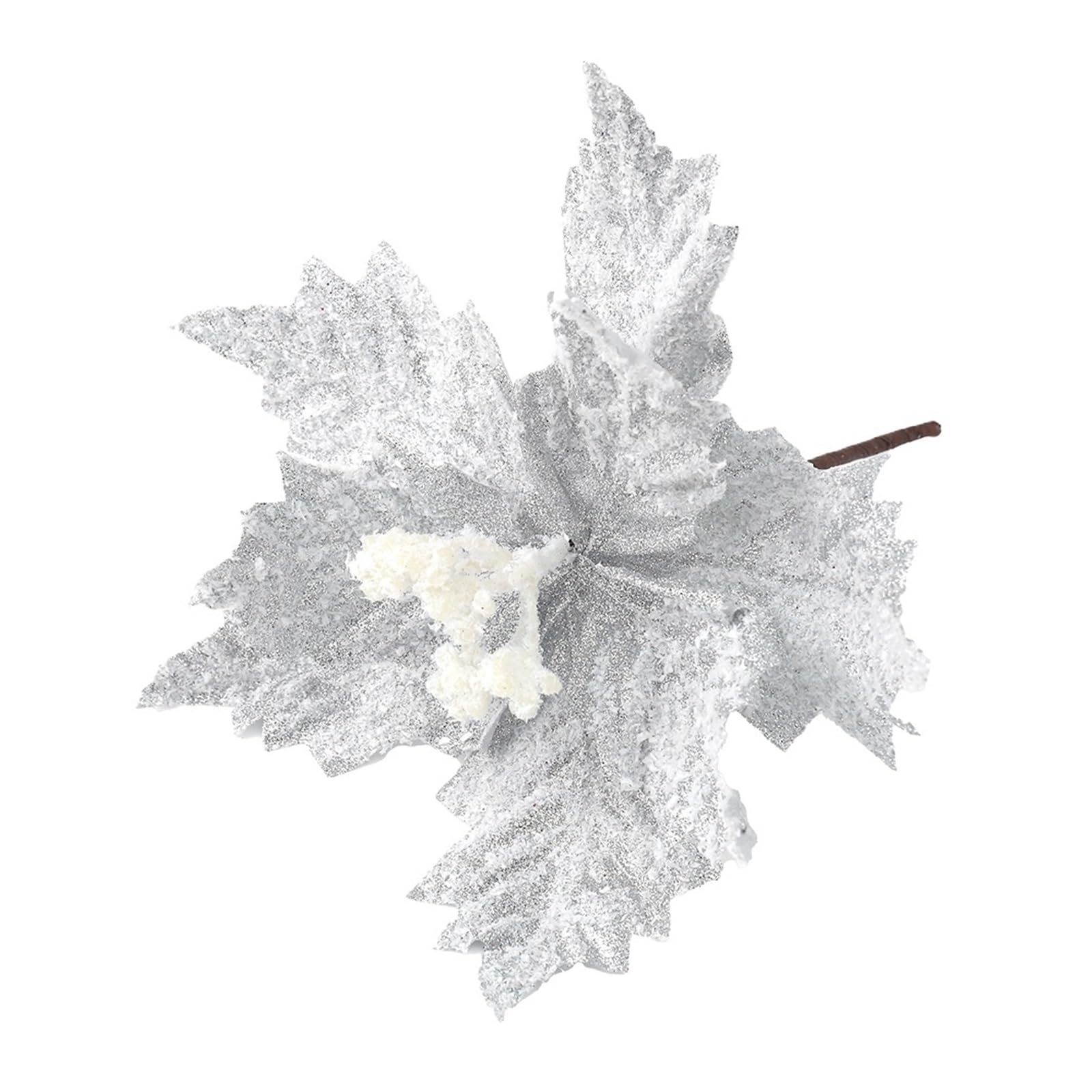 Casetlong 1Pc Artificial Flowers 24/28CM Fake Flower Tree Decoration For Home Decor Ornament DIY Garland Accessories(C Silver)