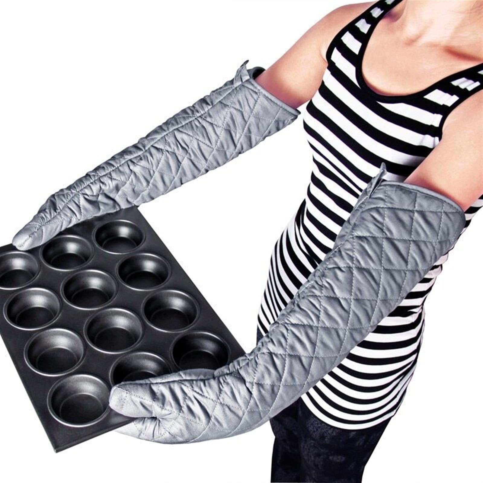 Gants de Cuisine créatifs for Four à Micro-Ondes, Longs Gants de Cuisine for Barbecue, en Coton résistant à la Chaleur, for la Cuisson au Barbecue