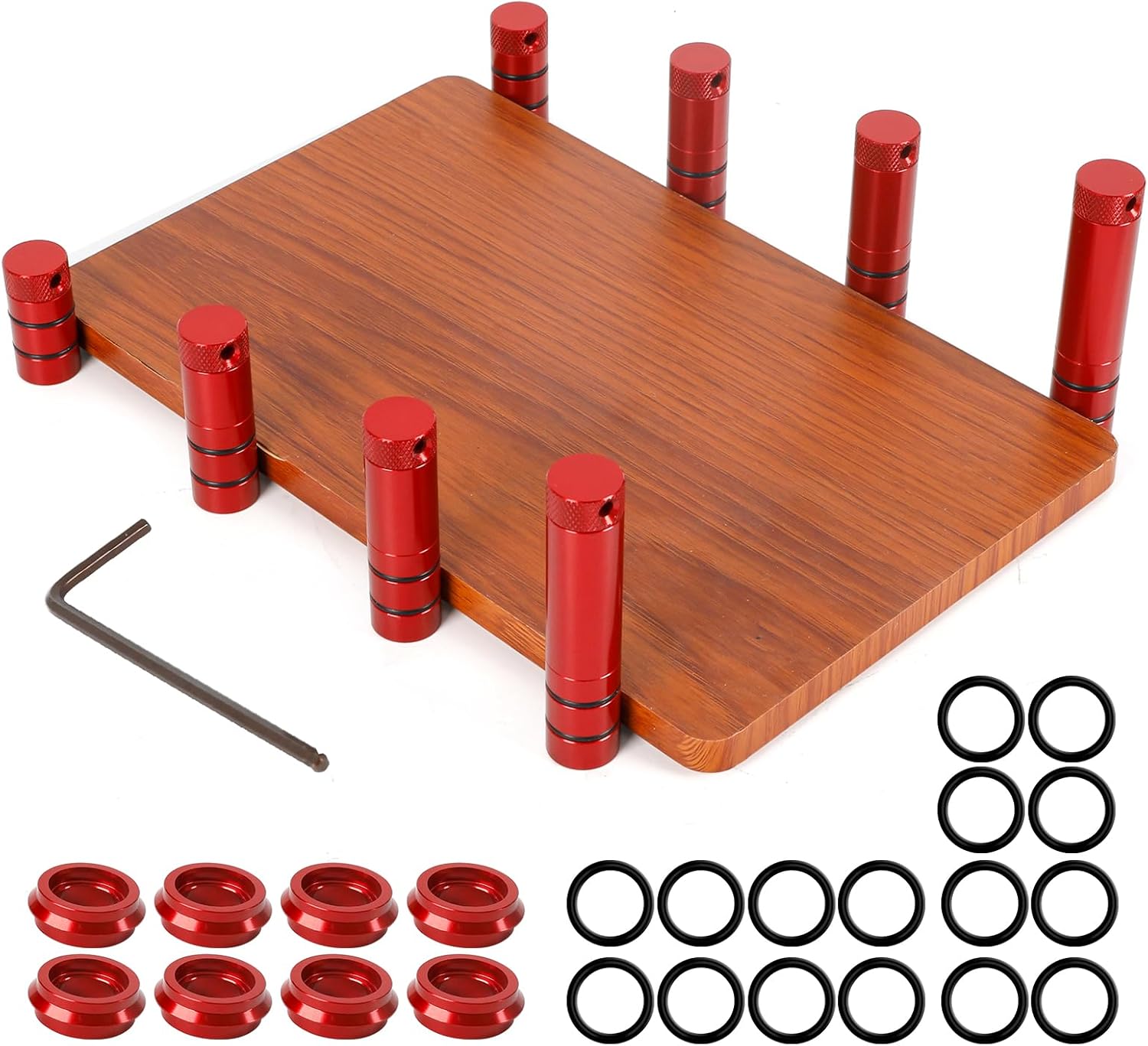 20mm Bench Dogs Set of 8, Non-Slip Aluminum Alloy Table Planing Stop Bench Dogs for T-Track Woodworking Table Workbench Peg Brake Stops Positioning Planing Plug for 20mm Dog Hole, Red