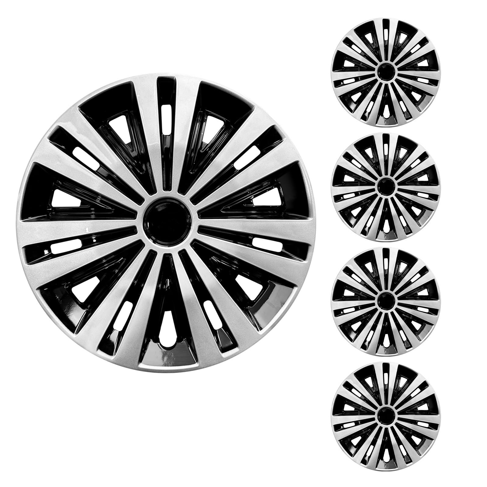 Pokrowce na koła, 14-calowa osłona kołpaka na piastę kompatybilna z zestawem 4 kołpaków felgę stalową żelazną obręczą(4 pcs Style e)