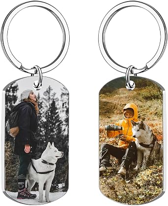 Custom Keychain with Dog Cat Photo, Pet Picture Keychain, Personalized Memorial Gifts, Sympathy for Loss of Pet