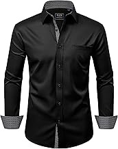 Alimens & Gentle Men's Dress Shirts Long Sleeve Wrinkle-Free Business Casual Button Down Shirt
