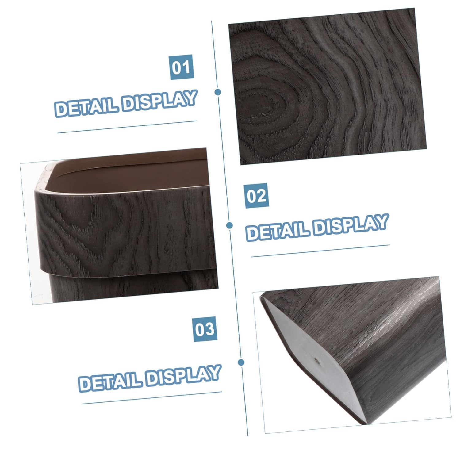 GLEAVI Square Plastic Trash Can Wood Grain Finish 10-Gallon Household Garbage Bin Versatile Wastebasket for Office Bathroom Kitchen No Lid Design