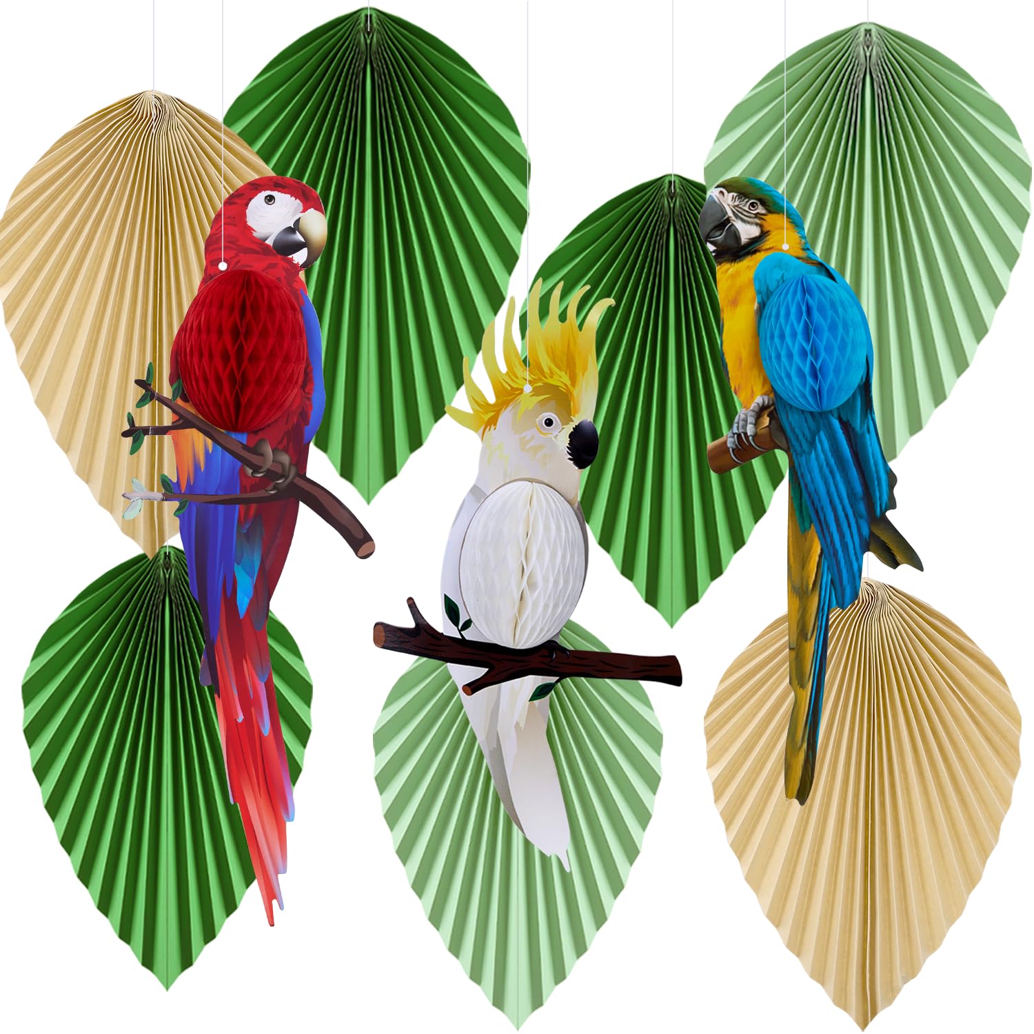 36 Pezzi Decorazioni Tropicali Con Uccelli A Nido D'ape, Pappagalli In Cartone Hawaiani Per Feste A Tema Giungla, Decorazioni Classe E Compleanni