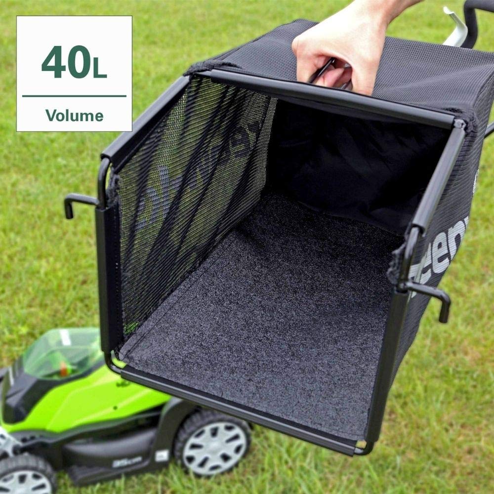 Greenworks G40LM35K2 Kosiarka Akumulatorowa do Trawników do 200m², Szerokość Koszenia 35cm, Torba 40L PLUS Akumulator i ładowarka 40V 2Ah, 3 Lata Gwarancji