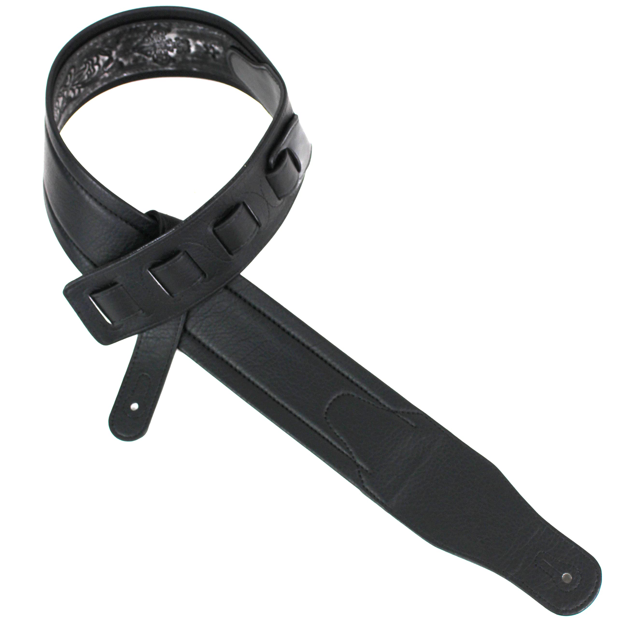 Walker And Williams GB-25 - Correa acolchada con diseño de cadena francesa y flor de lis, Chrome Wash