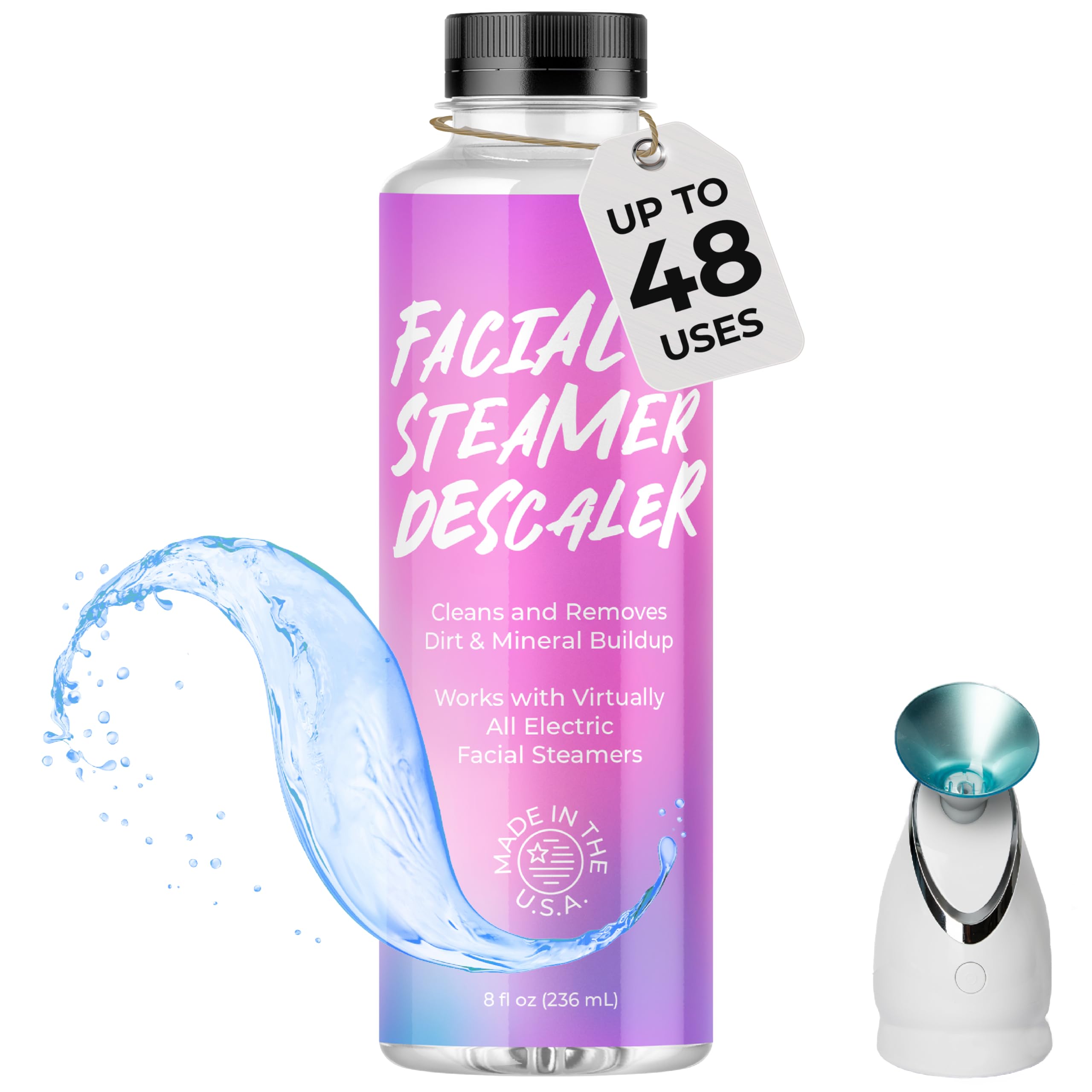 Impresa Facial Steamer Cleaner & Descaler Solution - Compatible with Amconsure, Pure Daily Care & More - Residue-Free Steam Treatment Solution for Face & Mineral Deposit Removal - 8 Oz (48 Uses)