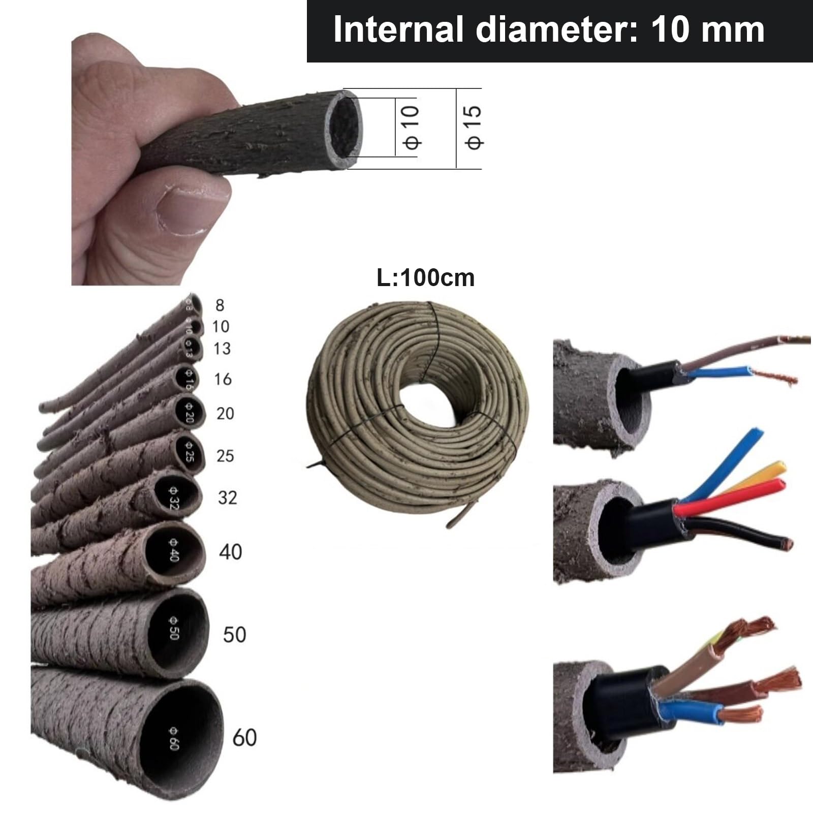 Manchon de Câble Gaine Vignes Artificiel Flexible PVC,Gestion de Câble Rangement Protecteur de Cordon, Cache Fil Electrique Câbles Sleeves pour Extérieur Jardin Paysager(ID10mm x 100m L)