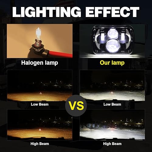 Miniatura 7 de Faros delanteros LED H6054 de 5 x 7 x 6 pulgadas, kit de repuesto de luces LED rectangulares con DRLseñal de giro de 6500 K, blanco frío, compatible