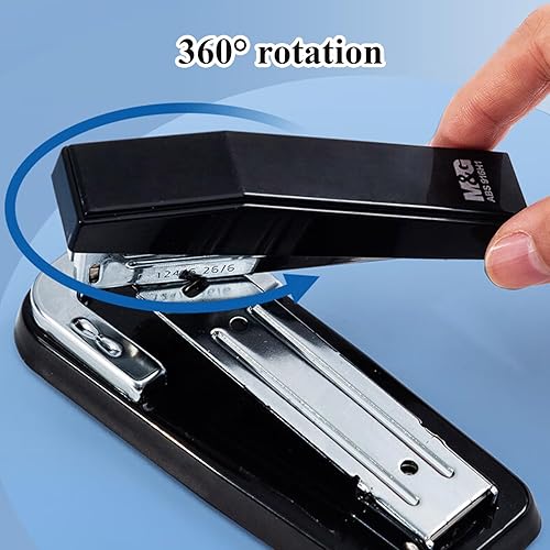 Miniatura 3 de M&G Engrapadora de escritorio, grapadora de oficina resistente con capacidad de 50 hojas, diseño de rotación de 360, incluye 1000 grapas, dos modos