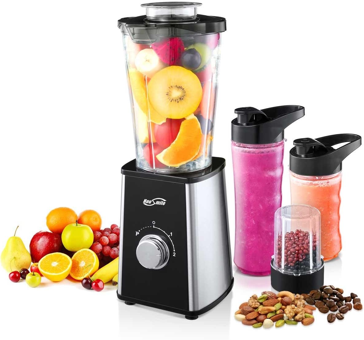 Housmile Blender, 7-Piece Countertop with 300 Watt Base, High-Speed for Shakes and Smoothies & Ice, White