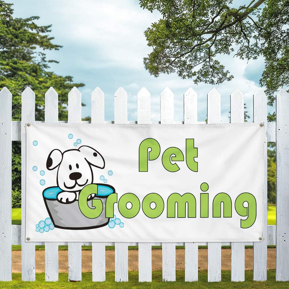 Vinyl Banner Multiple Sizes Pet Grooming Business B Business Outdoor Weatherproof Industrial Yard Signs White 4 Grommets 24x36Inches