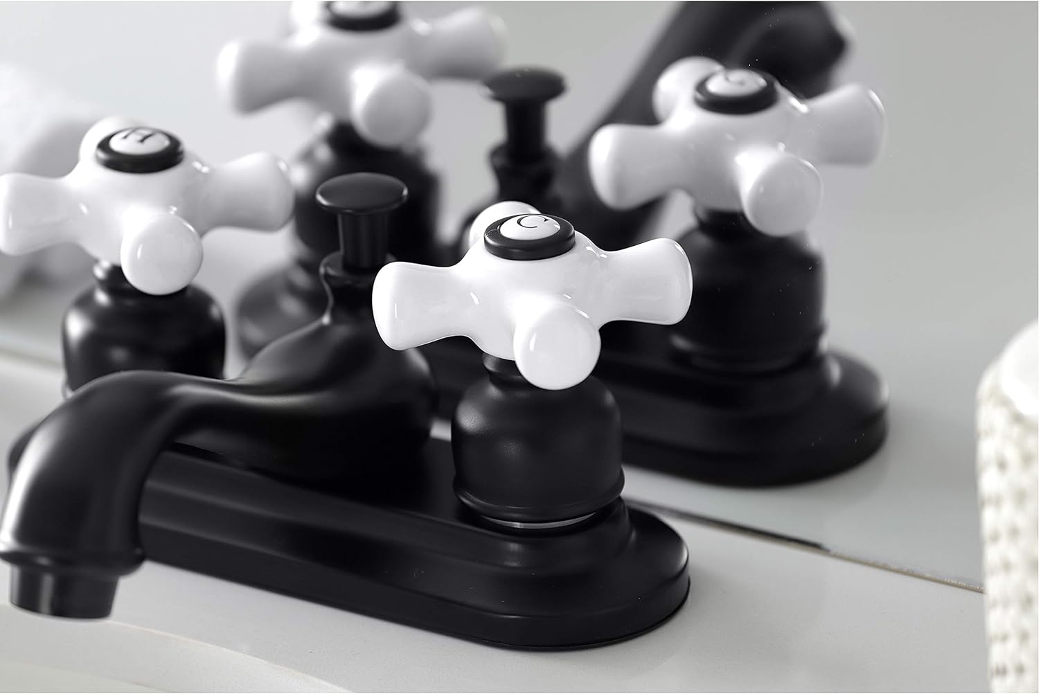 Kingston Brass KB600PX Restoration 4" Centerset Bathroom Faucet, Matte Black, 6.63 x 4.5 x 2.88
