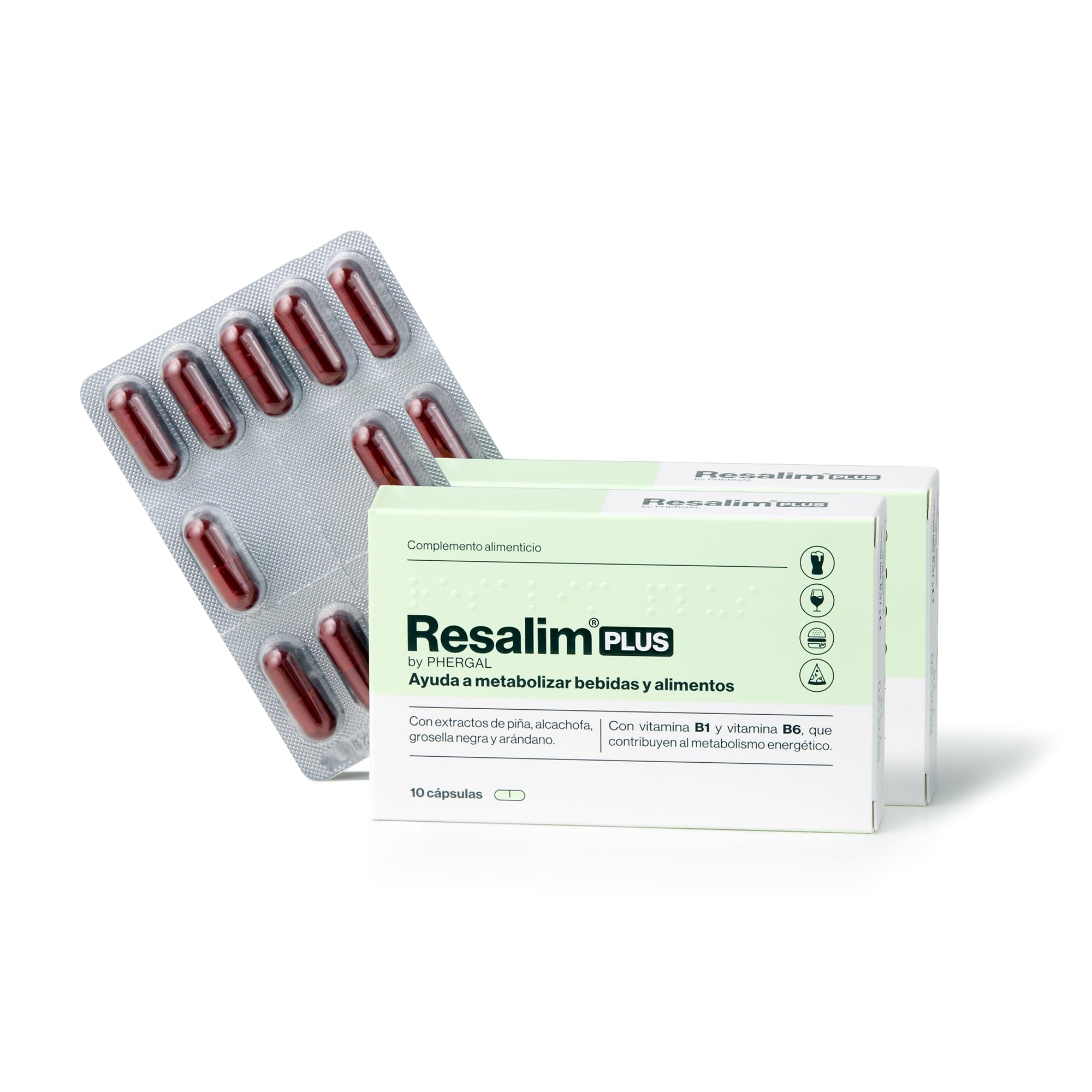 Resalim PLUS - Complément Alimentaire pour Aider à Métaboliser les Boissons et les Aliments, Aide à Diminuer la Fatigue et l'Épuisement - Pack de 2